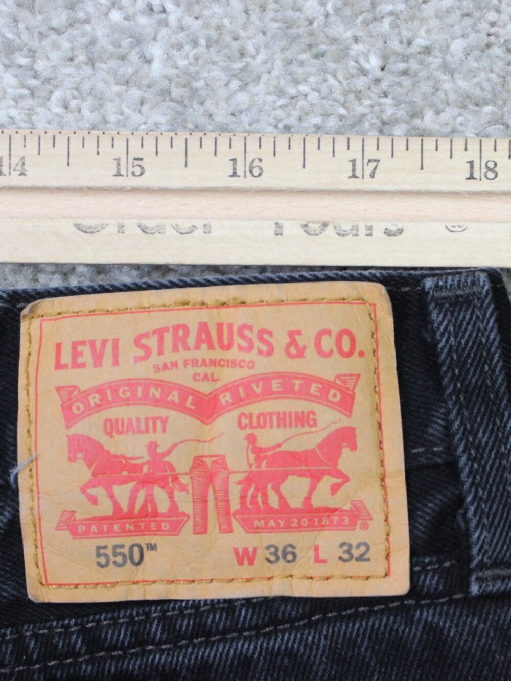 Levi's 550 Jeans Mens 36x30 Black Relaxed Fit 100% Cotton 5-Pocket Denim Y2K - Picture 7 of 13